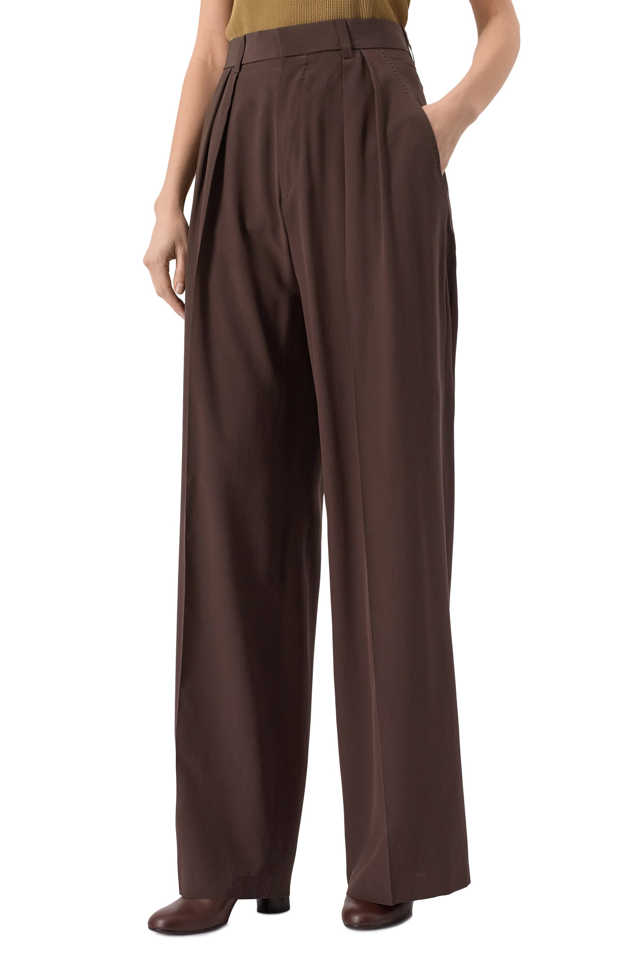 Шелковые брюки PETAR PETROV темно-коричневого цвета по цене 163000 руб., арт. S25P7, фото 3 Шелковые брюки PETAR PETROV, арт. S25P7, фото 3