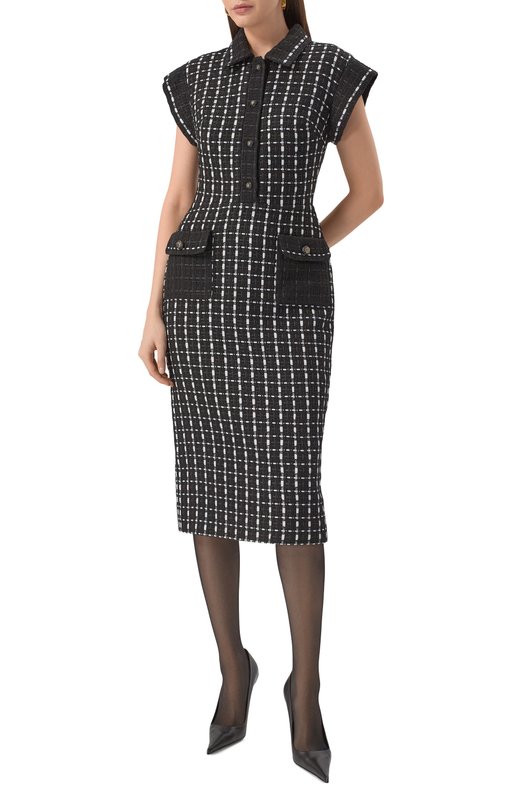 Твидовое платье Elie Saab D0769NP25/TW007 Чёрно-белый  D0769NP25/TW007 Фото 3