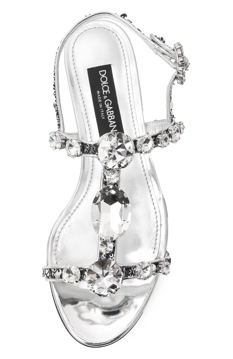 Женские кожаные сандалии bianca DOLCE & GABBANA серебряного цвета, арт. CQ0601/A6I20 | Фото 6 (Подошва: Плоская; Каблук высота: Низкий; Материал внутренний: Натуральная кожа; Материал внешний: Натуральная кожа; Автоматизация ТО: Проставлено; Размерность: Идёт в размер; Автоматизация состава: Проставлено)