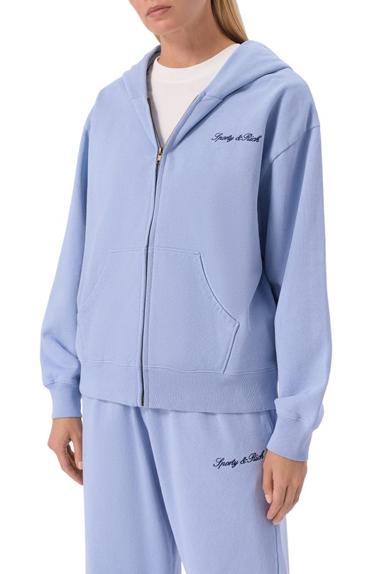 Хлопковая толстовка Sporty and Rich ST08868326BL136 Голубой  ST08868326BL136 Фото 3