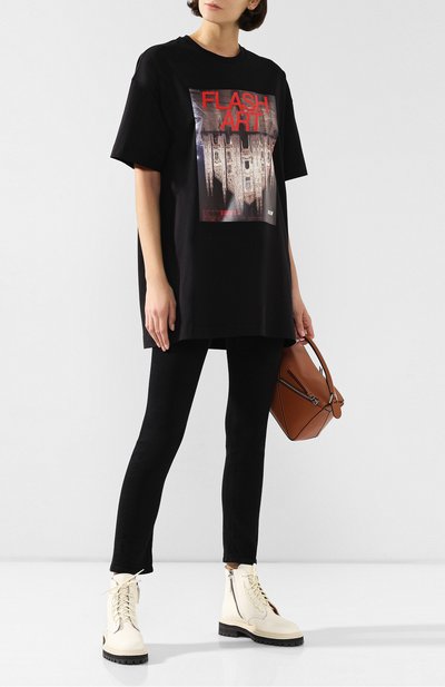 Хлопковая футболка MSGM черного цвета по цене 14150 руб., арт. 2742MDA171 195797, фото 2 Хлопковая футболка MSGM, арт. 2742MDA171 195797, фото 2
