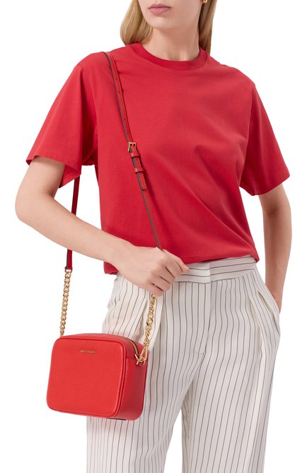 Женская сумка ginny MICHAEL MICHAEL KORS красного цвета, арт. 32F7GGNM8L | Фото 2 (Материал: Натуральная кожа; Материал сплава: Проставлено; Драгоценные камни: Проставлено; Ремень/цепочка: На ремешке; Размер: small)