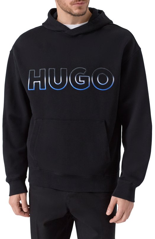 Хлопковое худи HUGO Blue 50549151 Чёрный  50549151 Фото 3