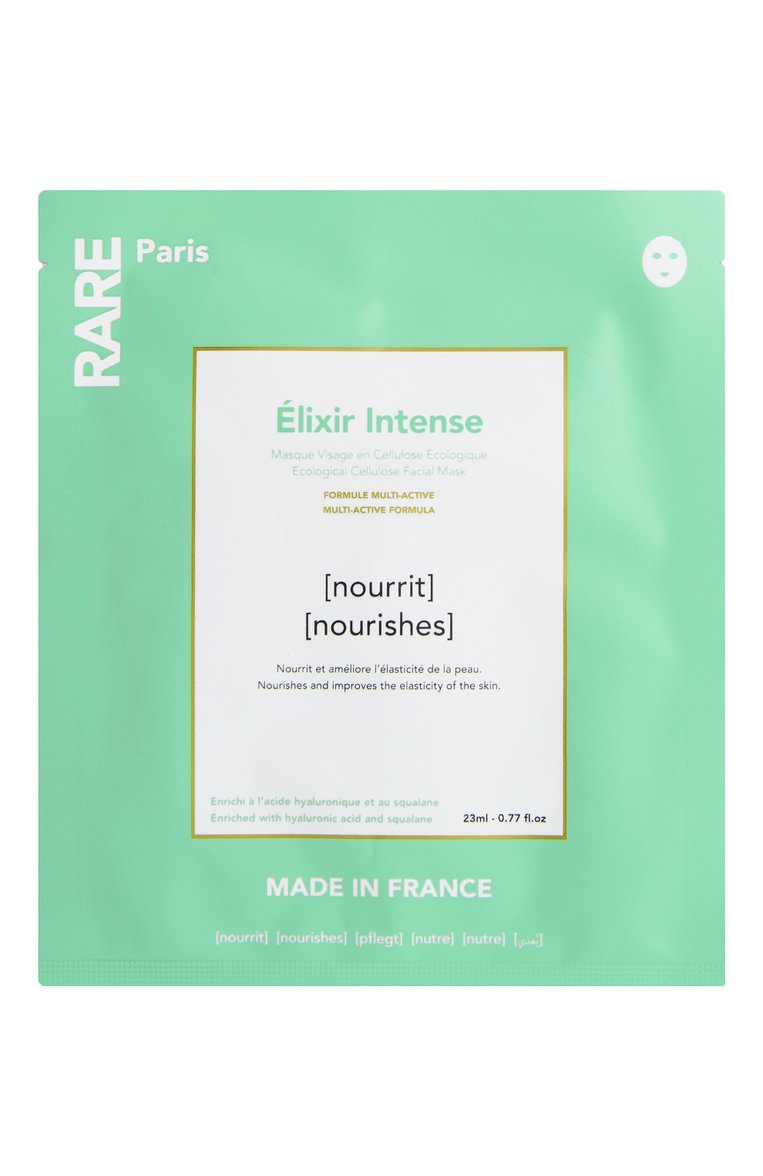 Питательная тканевая маска для лица élixir intense (23ml) RARE PARIS бесцветного цвета, арт. 3701213800087 | Фото 1 (Тип продукта: Маски, Тканевые; Назначение: Для лица; Нос: Не проставлено; Региональные ограничения белый список (Axapta Mercury): Не проставлено)