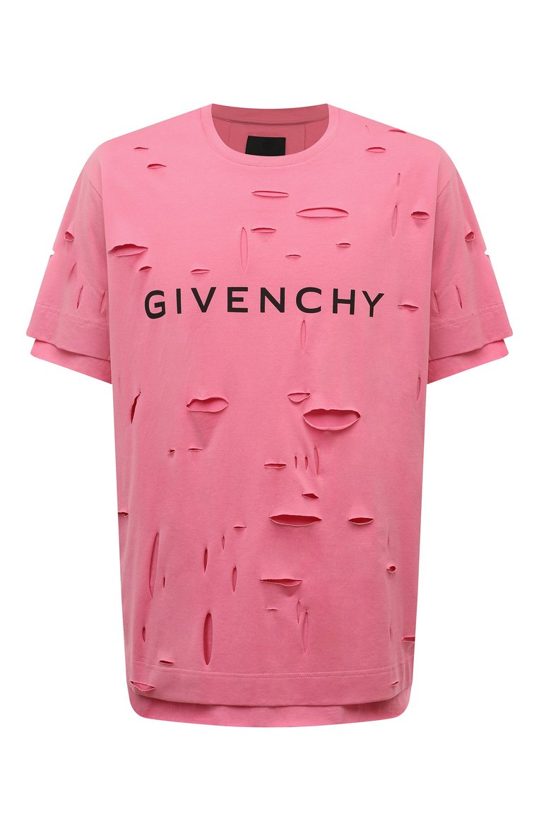 Мужская хлопковая футболка GIVENCHY розового цвета, арт. BM71GL3Y9V | Фото 1 (Принт: С принтом; Материал внешний: Хлопок; С�тили: Гранж; Рукава: Короткие; Длина (для топов): Стандартные; Кросс-КТ: Джерси; Мужское Кросс-КТ: Футболка-одежда)
