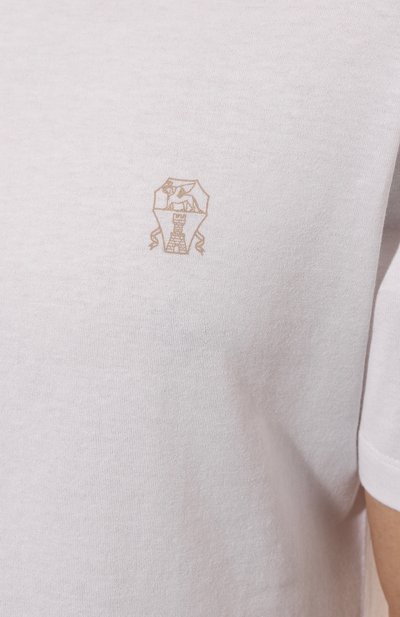 Футболка из хлопка и льна BRUNELLO CUCINELLI, арт. MTS798440, фото 5