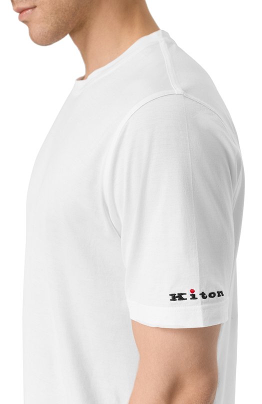 Хлопковая футболка Kiton UMK0721HE30 Белый  UMK0721HE30 Фото 5
