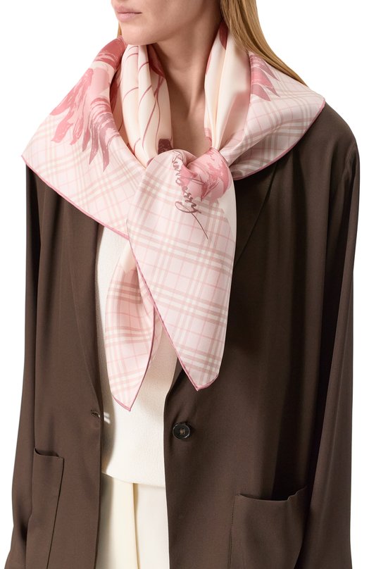 Шелковый платок Burberry 8123688 Розовый  8123688 Фото 2