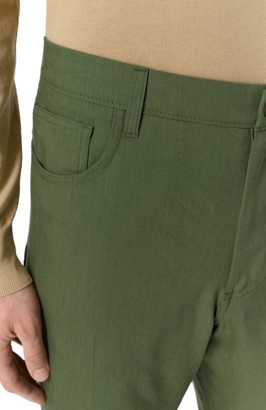 Брюки изо льна и шерсти Canali U7052/AE02571 Зелёный  U7052/AE02571 Фото 5