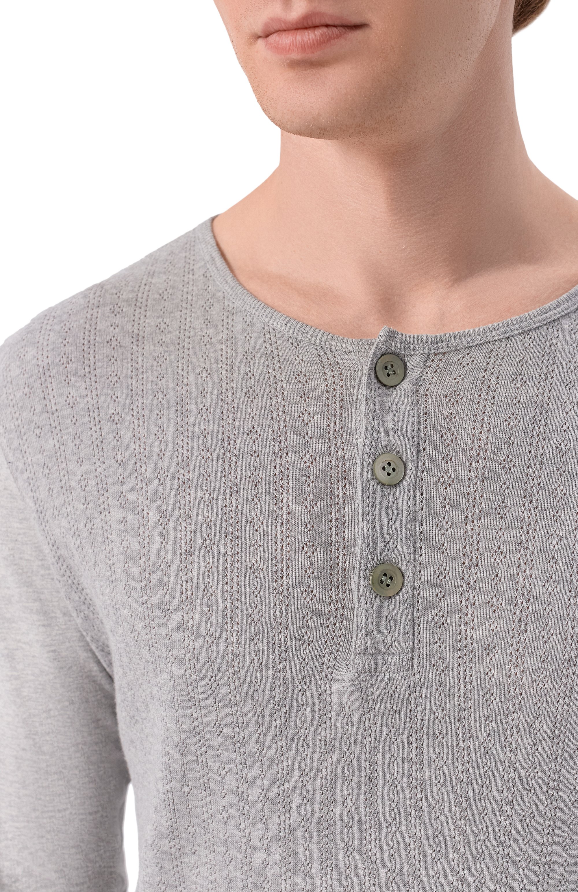 Хлопковый лонгслив-хенли DRIES VAN NOTEN серого цвета по цене 42850 руб., арт. 021121/3136, фото 5 Хлопковый лонгслив-хенли DRIES VAN NOTEN, арт. 021121/3136, фото 5