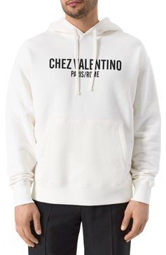 Мужской хлопковое худи VALENTINO кремового цвета, арт. 6V3MF28NAPJ | Фото 3 (Драгоценные камни: Проставлено; Материал сплава: Проставлено; Длина (для топов): Стандартные; Рукава: Длинные; Материал внешний: Хлопок; Принт: С принтом; Стили: Кэжуэл; Мужское Кросс-КТ: Худи-одежда)
