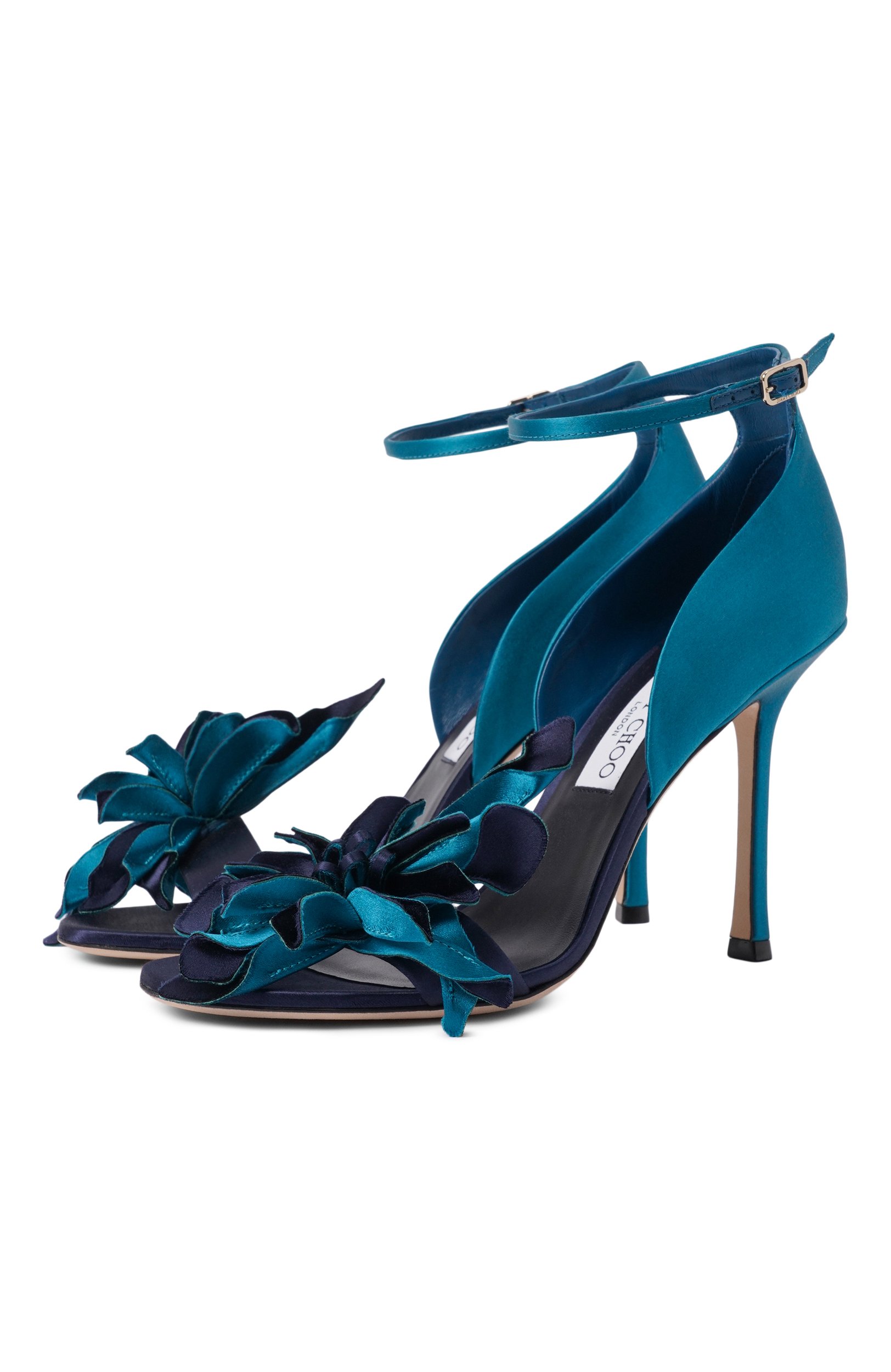 Текстильные босоножки coko 100 JIMMY CHOO бирюзового цвета по цене 138500 руб., арт. C0K0 100/KRQ, фото 1 Текстильные босоножки coko 100 JIMMY CHOO, арт. C0K0 100/KRQ, фото 1