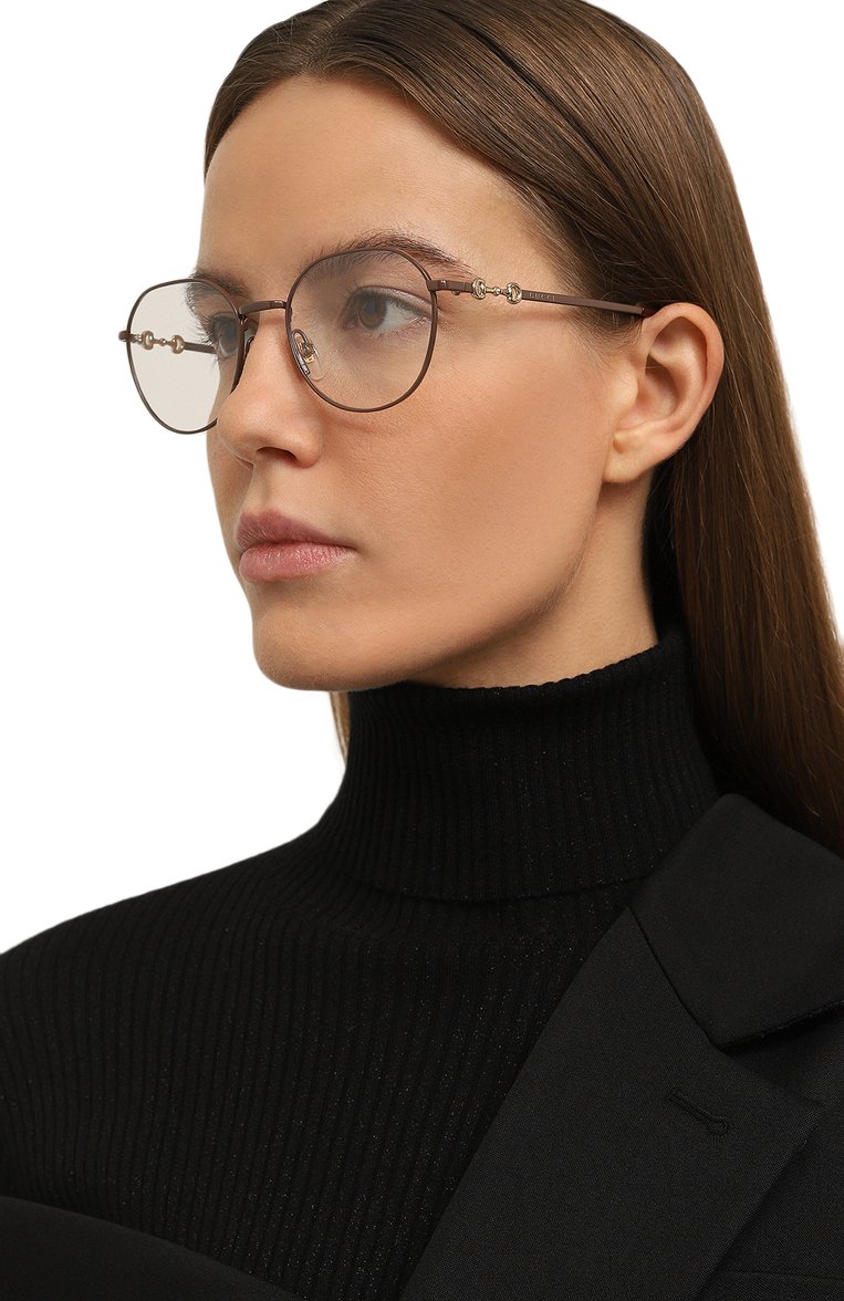 Женские оправа GUCCI коричневого цвета, арт. GG1336 002 | Фото 2 (Региональные ограничения белый список (Axapta Mercury): Не проставлено; Нос: Не проставлено; Кросс-КТ: Оправы-унисекс; Тип очков: Оправа; Материал: Металл; Оптика Гендер: оптика-унисекс; Очки форма: Круглые)