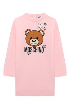 Детское хлопковое платье MOSCHINO розового цвета, арт. HDV0AS/LCA25/4A-8A | Фото 1 (Рукава: Длинные; Случай: Повседневный; Материал сплава: Проставлено; Материал внешний: Хлопок; Девочки Кросс-КТ: Платье-одежда; Драгоценные камни: Проставлено; Ростовка одежда: 4 года | 104 см, 5 лет | 110 см, 6 лет | 116 см, 8 лет | 128 см)