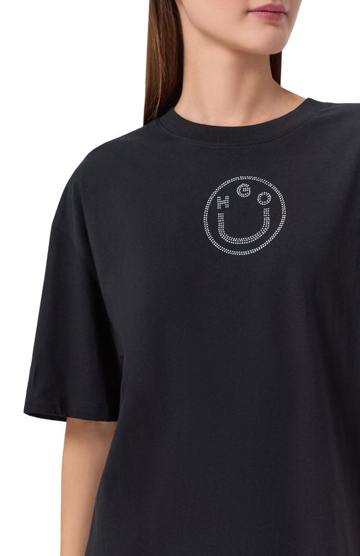 Хлопковая футболка HUGO Blue 50554940 Чёрный  50554940 Фото 5