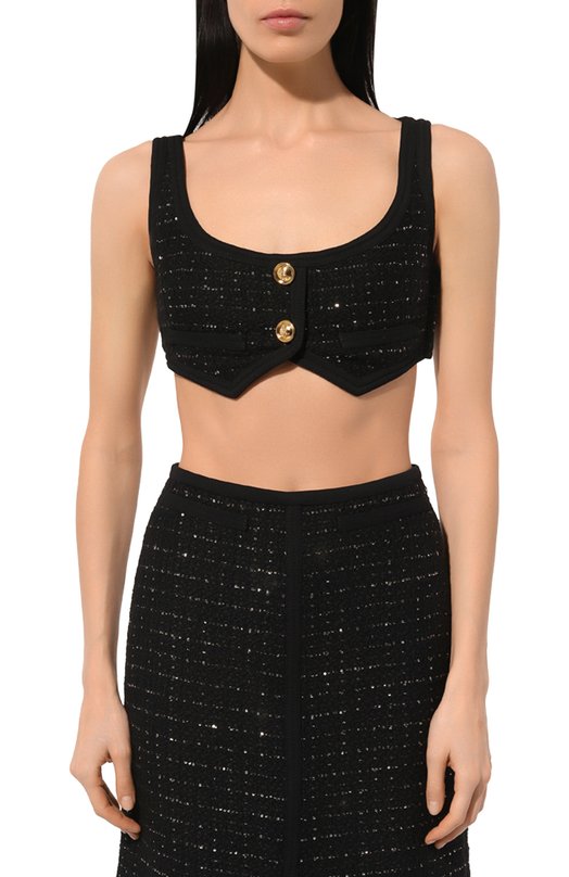Твидовый топ Giambattista Valli 24FWPVCA1148-08UBE Чёрный  24FWPVCA1148-08UBE Фото 3