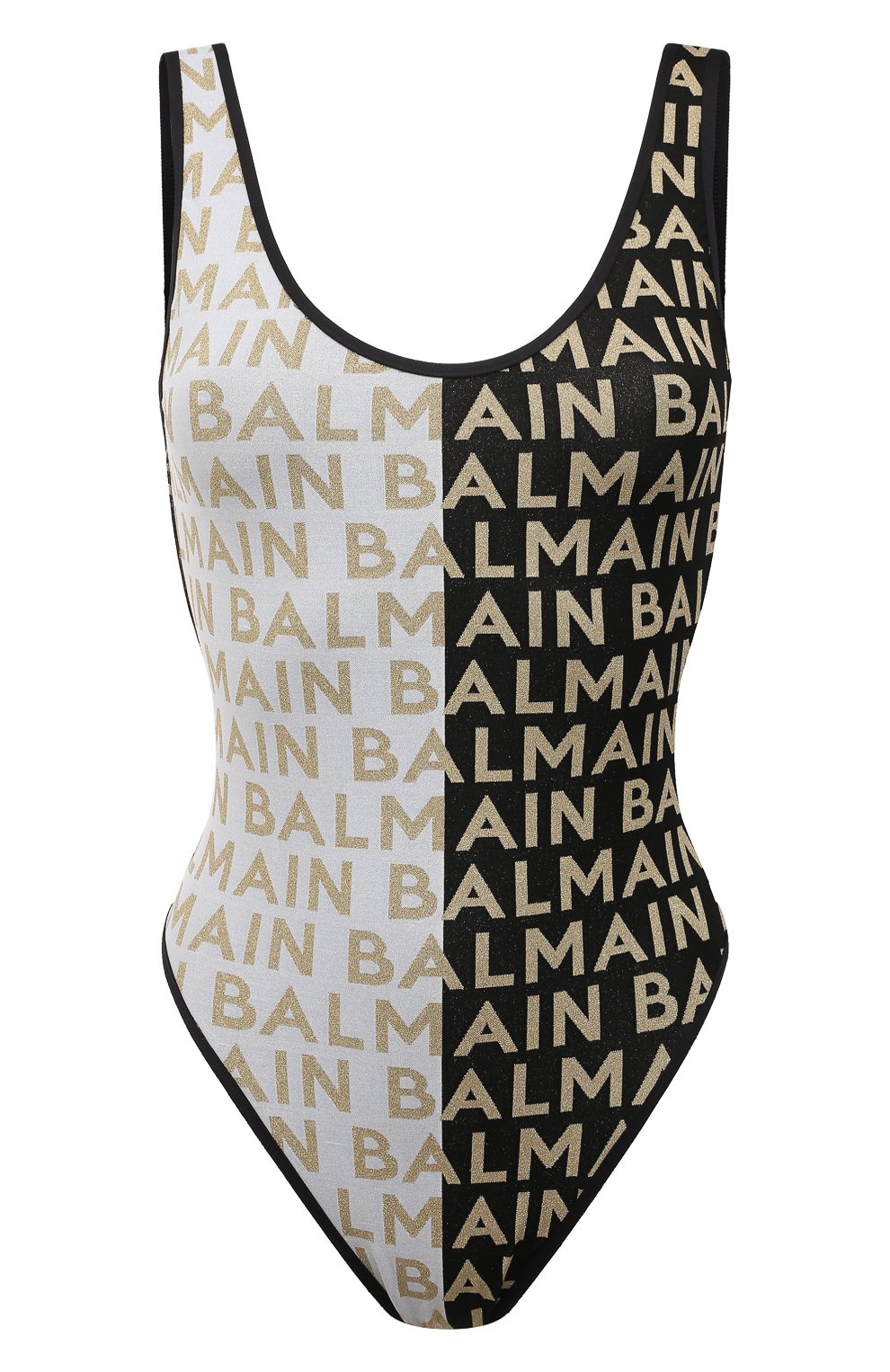Слитный купальник BALMAIN черно-белого цвета по цене 61550 руб., арт. BKBU91130, фото 1 Слитный купальник BALMAIN, арт. BKBU91130, фото 1