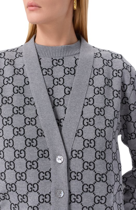 Шерстяной кардиган Gucci 798157/XKEJP Серый  798157/XKEJP Фото 5