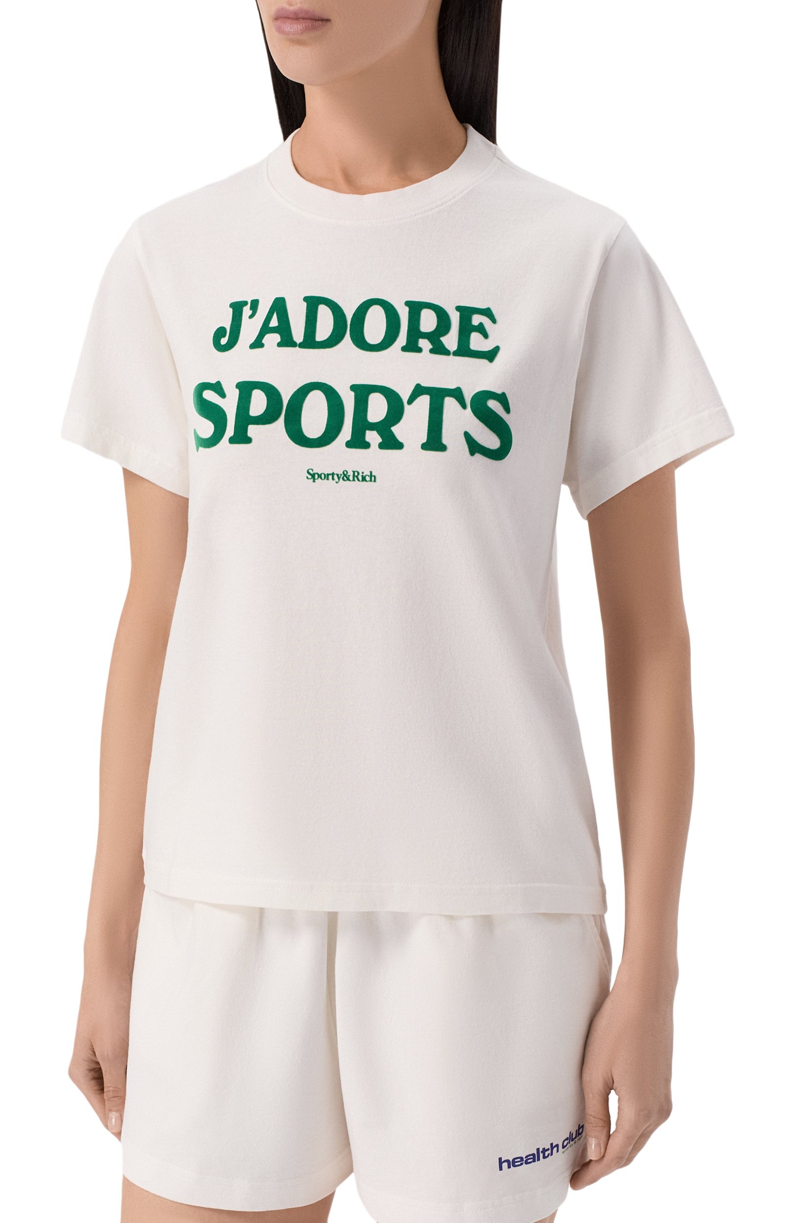 Хлопковая футболка SPORTY AND RICH белого цвета по цене 13600 руб., арт. T012273702WH01, фото 3 Хлопковая футболка SPORTY AND RICH, арт. T012273702WH01, фото 3