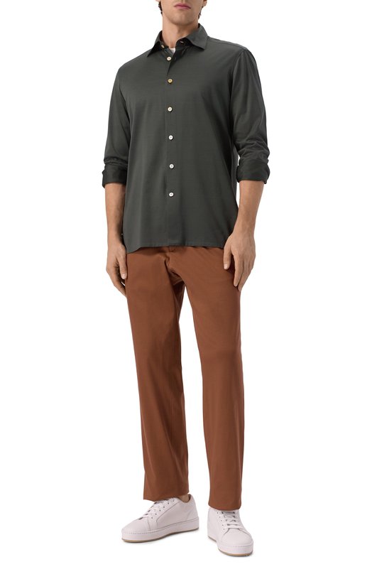 Хлопковые брюки Kiton UPN007H0920007 Коричневый  UPN007H0920007 Фото 2