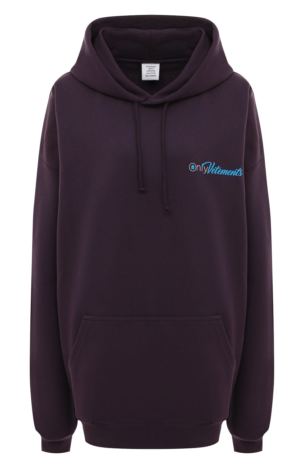 Хлопковое худи VETEMENTS фиолетового цвета по цене 71700 руб., арт. UA53HD160P 1605/W, фото 1 Хлопковое худи VETEMENTS, арт. UA53HD160P 1605/W, фото 1