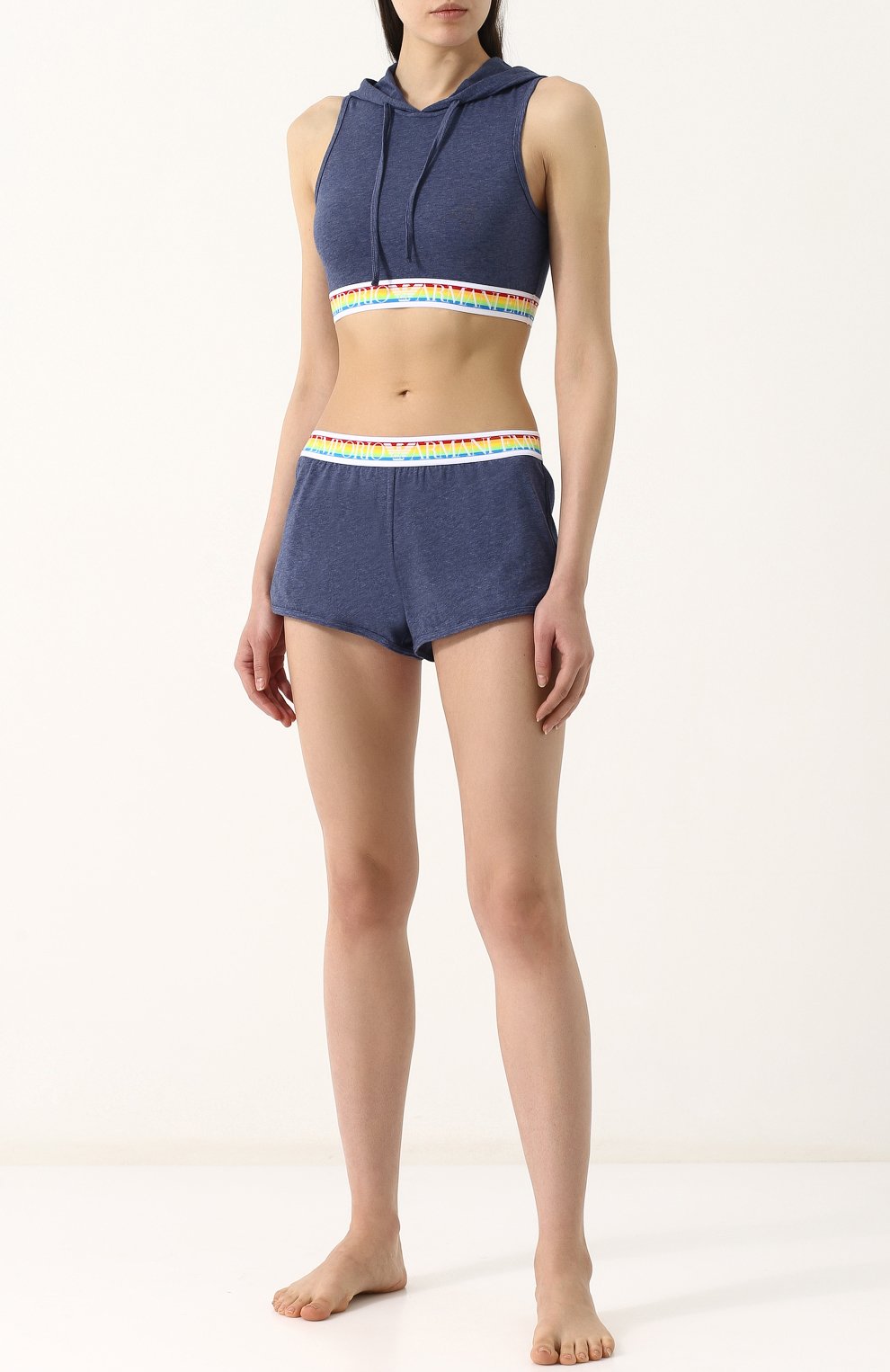 Хлопковый кроп-топ с капюшоном EMPORIO ARMANI, арт. 163923/8P217, фото 2