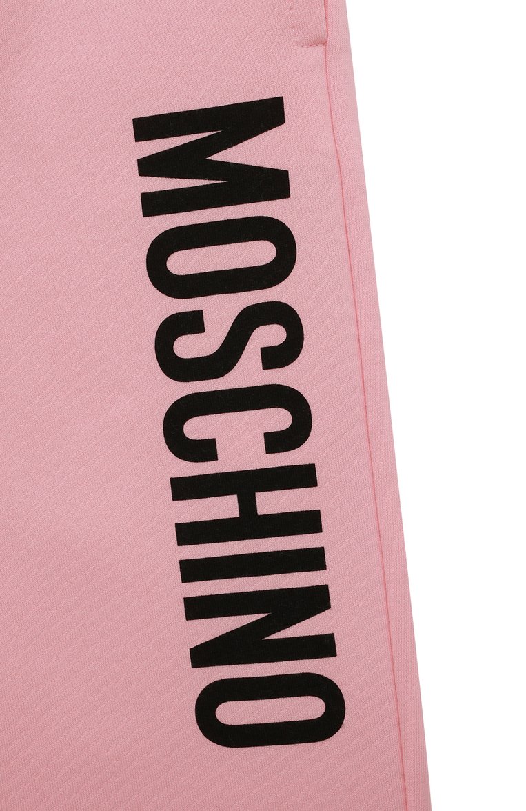 Детские хлопковые джоггеры MOSCHINO светло-розового цвета, арт. HMP057/LDA26/4A-8A | Фото 3 (Материал внешний: Хлопок; Девочки Кросс-КТ: Джоггеры-одежда, Брюки-спорт; Нос: Не проставлено; Ростовка одежда: 4 года | 104 см, 5 лет | 110 см, 6 лет | 116 см, 8 лет | 128 см)