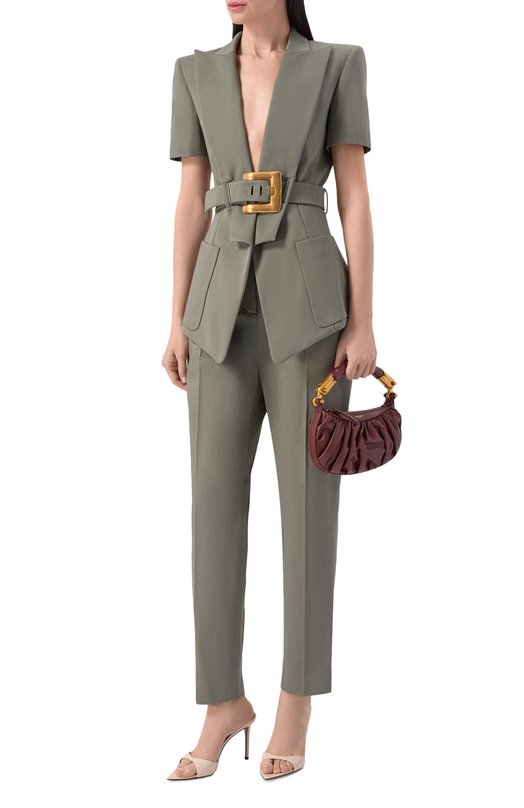 Хлопковый жакет Balmain GF0SB225/CG65 Хаки  GF0SB225/CG65 Фото 2