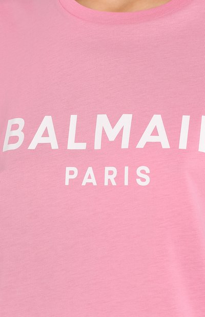Хлопковая футболка BALMAIN розового цвета по цене 23300 руб., арт. TF01357/I416, фото 5 Хлопковая футболка BALMAIN, арт. TF01357/I416, фото 5