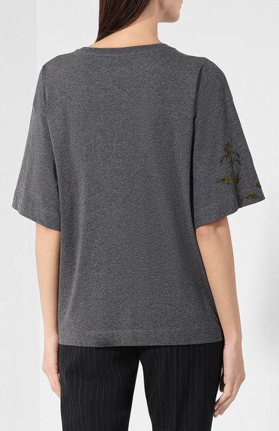Хлопковая футболка DRIES VAN NOTEN серого цвета по цене 22900 руб., арт. 192-11179-8611, фото 4 Хлопковая футболка DRIES VAN NOTEN, арт. 192-11179-8611, фото 4