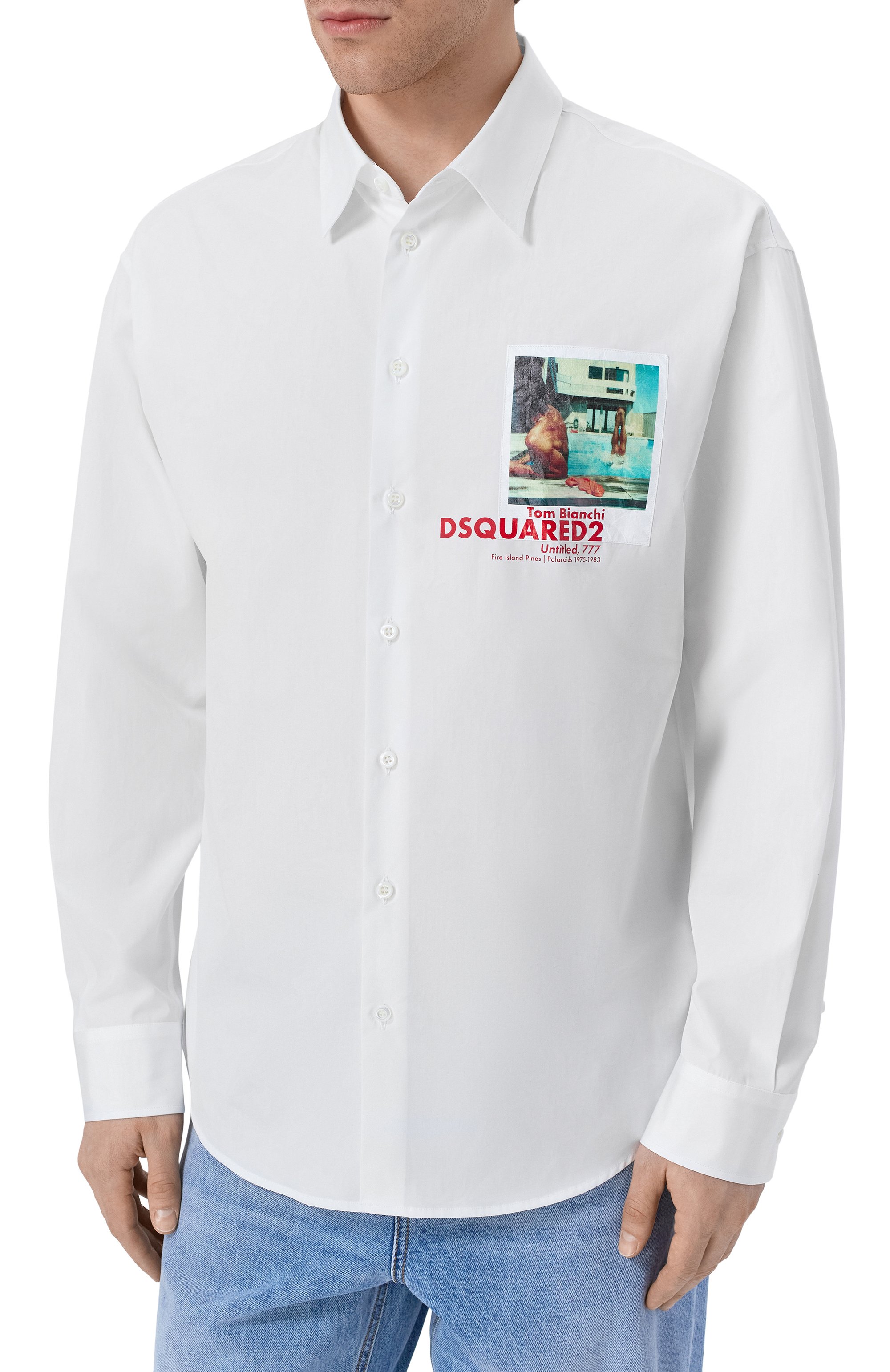 Хлопковая рубашка DSQUARED2 белого цвета по цене 59350 руб., арт. S74DM1017/S36275, фото 3 Хлопковая рубашка DSQUARED2, арт. S74DM1017/S36275, фото 3