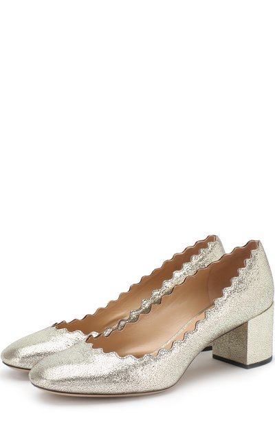 Туфли lauren из металлизированной кожи на устойчивом каблуке CHLOÉ, арт. CHC17S23046045, фото 1
