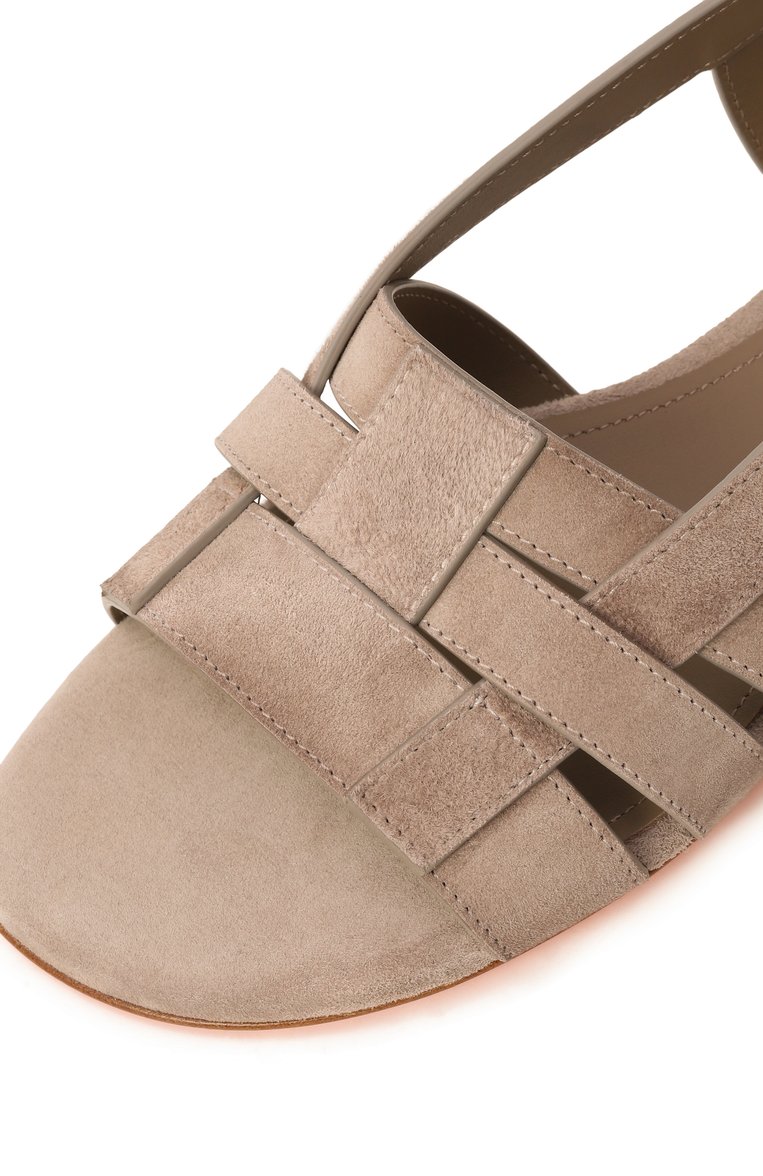 Женские замшевые сандалии SANTONI бежевого цвета, арт. WHPG70832HA1T0AE | Фото 7 (Подошва: Плоская; Материал внешний: Натуральная кожа, Замша; Материал внутренний: Натуральная кожа; Каблук высота: Низкий)