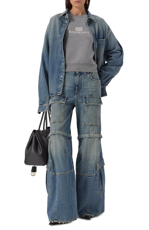 Хлопковый свитер Balenciaga 818419/T3368 Серый  818419/T3368 Фото 2