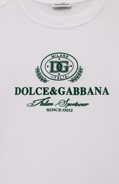 Хлопковая футболка DOLCE & GABBANA белого цвета по цене 21850 руб., арт. L4JTHV/G7NVW, фото 3 Хлопковая футболка DOLCE & GABBANA, арт. L4JTHV/G7NVW, фото 3