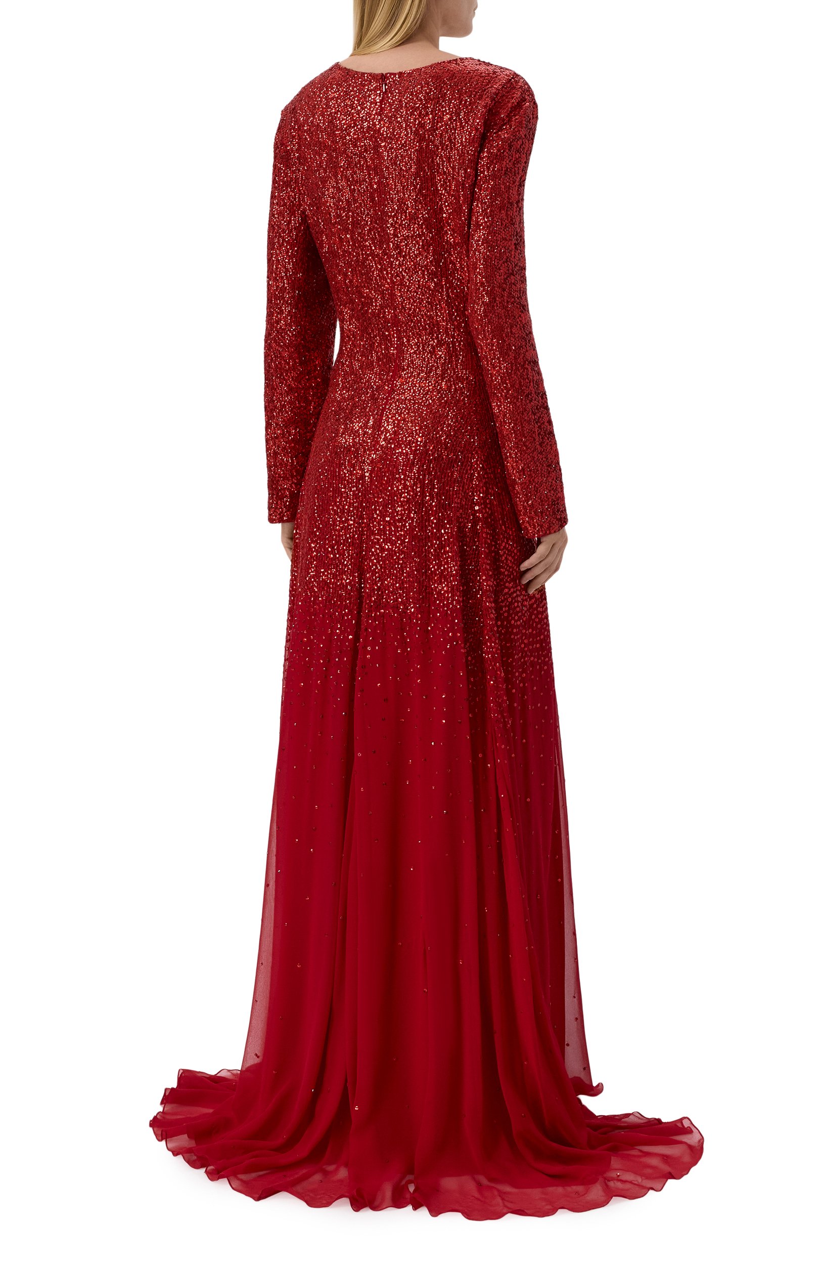 Шелковое платье с отделкой пайетками OSCAR DE LA RENTA, арт. 19PE014SCH/18, фото 3