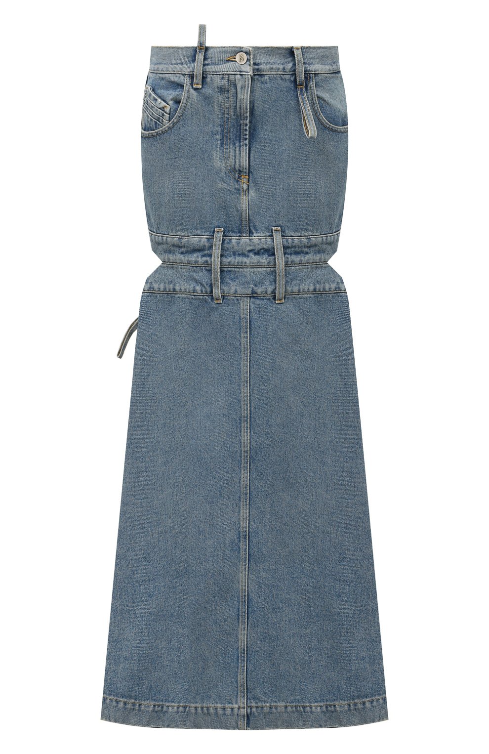 Джинсовая юбка THE ATTICO голубого цвета по цене 94600 руб., арт. 247WCS191, фото 1 Джинсовая юбка THE ATTICO, арт. 247WCS191, фото 1