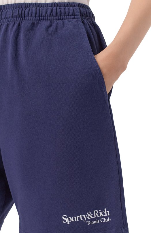 Хлопковые шорты Sporty and Rich SH039621425BL106 Синий  SH039621425BL106 Фото 5