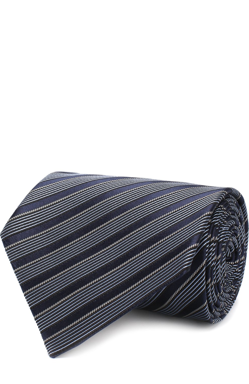 Шелковый галстук с узором ZEGNA темно-синего цвета по цене 22850 руб., арт. Z4E18/1XW, фото 1 Шелковый галстук с узором ZEGNA, арт. Z4E18/1XW, фото 1