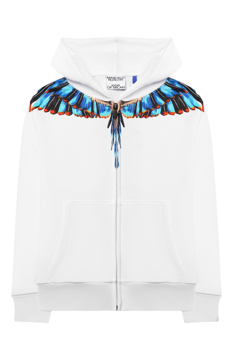 Детский хлопковая толстовка MARCELO BURLON KIDS OF MILAN белого цвета, арт. CBBE001F21FLE005 | Фото 1 (Материал внешний: Хлопок; Рукава: Длинные; Мальчики Кросс-КТ: Толстовка-одежда; Драгоценные камни: Проставлено; Материал сплава: Проставлено; Ростовка одежда: 10 - 11 лет | 140 - 146см, 6 лет | 116 см, 8 лет | 128 см)