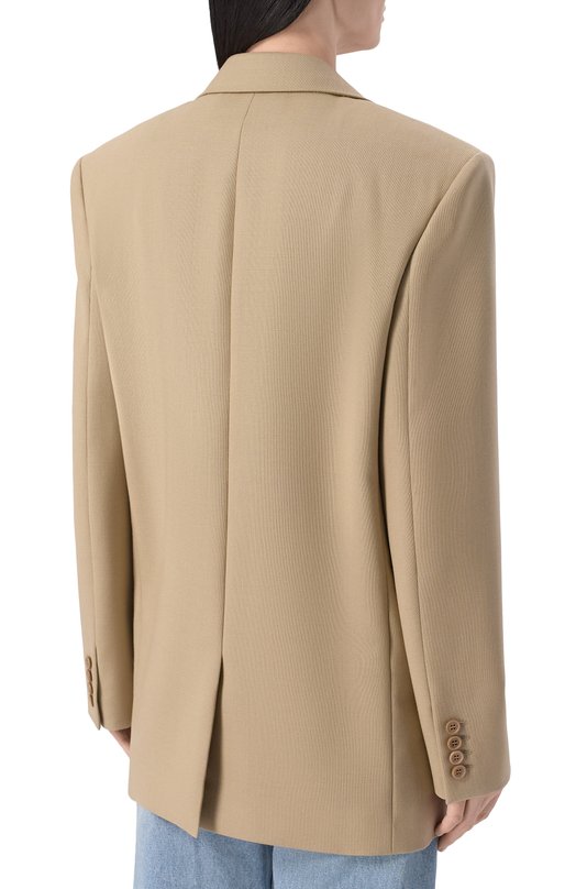 Жакет из шерсти и шелка Saint Laurent 858458/Y7K11 Бежевый  858458/Y7K11 Фото 4