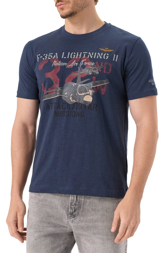 Хлопковая футболка Aeronautica Militare TS2472UJ00708 Синий  TS2472UJ00708 Фото 3