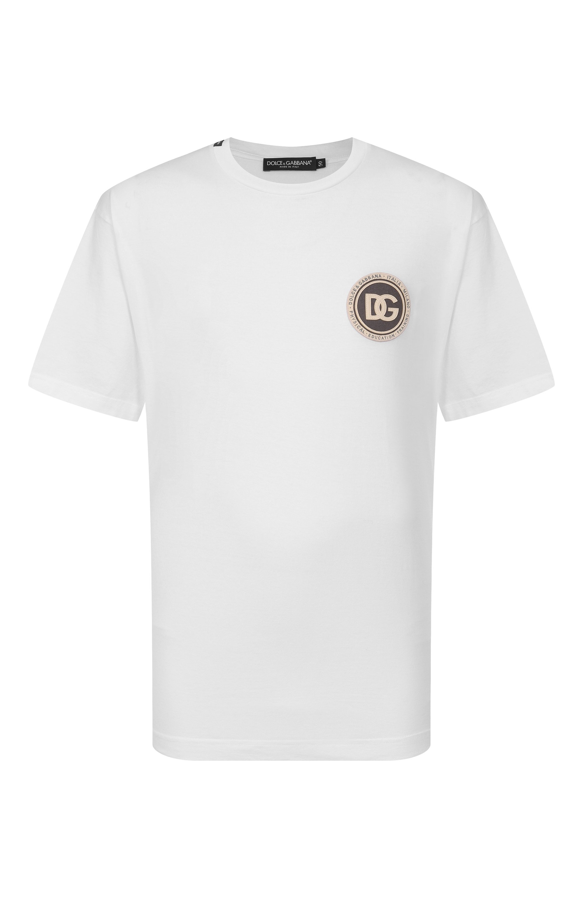 Хлопковая футболка DOLCE & GABBANA белого цвета по цене 59250 руб., арт. G8PN9Z/G7PZF, фото 1 Хлопковая футболка DOLCE & GABBANA, арт. G8PN9Z/G7PZF, фото 1