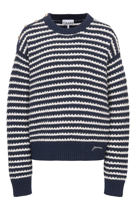 Свитер из шерсти и хлопка Ganni K2550/2733 Синий K2550/2733