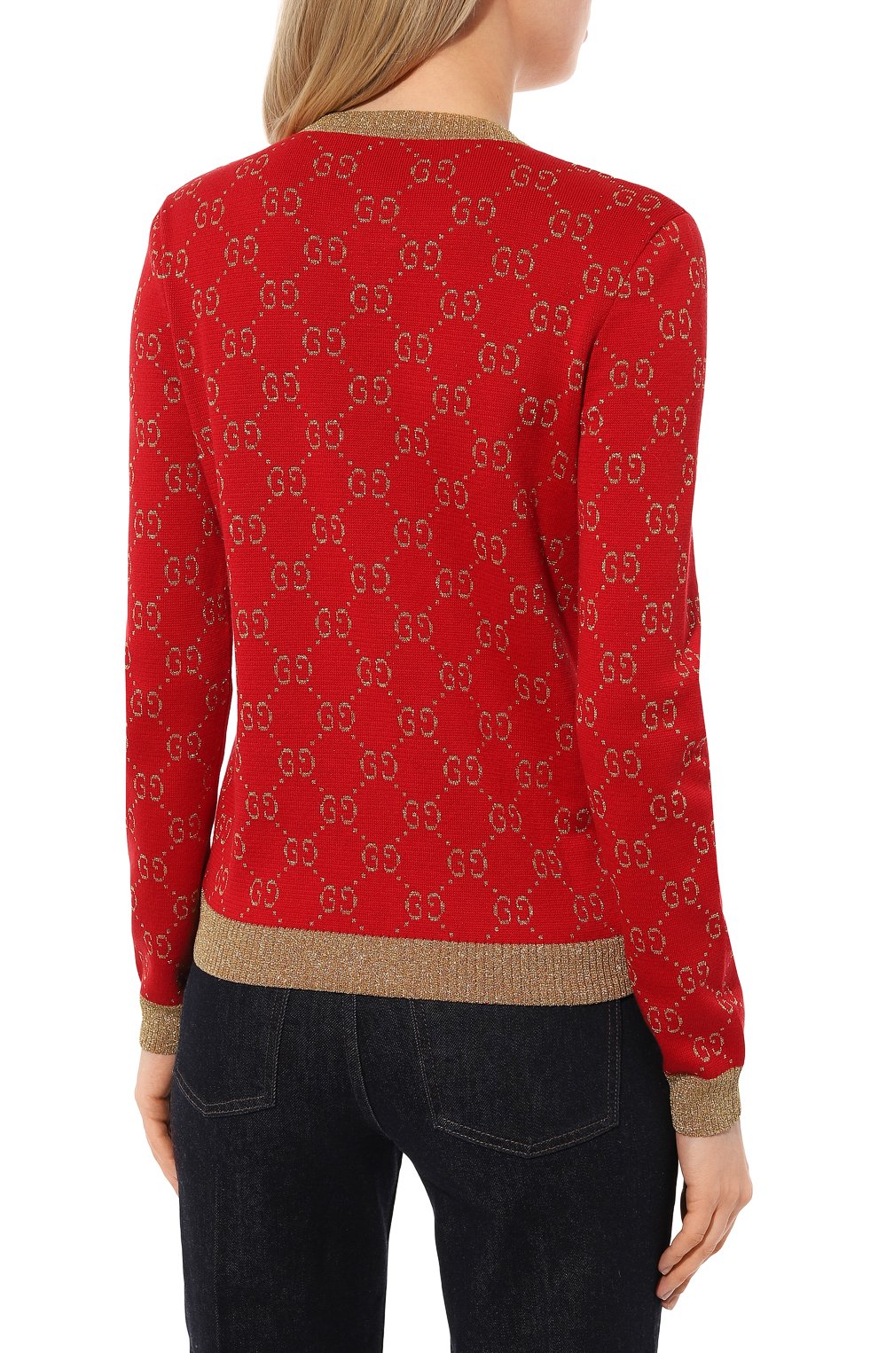 Хлопковый кардиган GUCCI красного цвета по цене 122400 руб., арт. 526758 X9W83, фото 4 Хлопковый кардиган GUCCI, арт. 526758 X9W83, фото 4