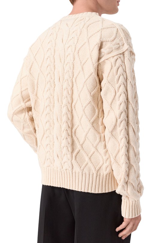 Хлопковый свитер Dolce & Gabbana GXX37Z/JGMFL Бежевый  GXX37Z/JGMFL Фото 4