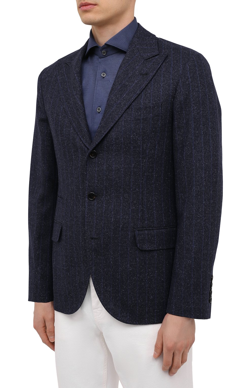 Пиджак из шерсти и шелка BRUNELLO CUCINELLI синего цвета по цене 394000 руб., арт. MQ4307BFD, фото 3 Пиджак из шерсти и шелка BRUNELLO CUCINELLI, арт. MQ4307BFD, фото 3