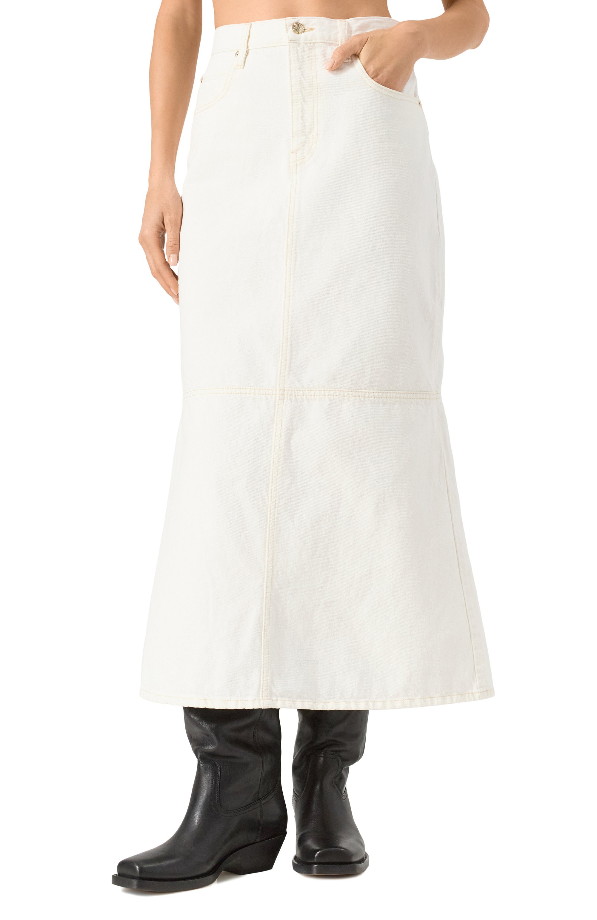 Джинсовая юбка FRAME DENIM белого цвета по цене 43950 руб., арт. WP25DSK003, фото 3 Джинсовая юбка FRAME DENIM, арт. WP25DSK003, фото 3