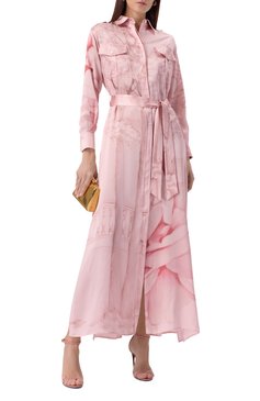 Женское атласное платье KITON розового цвета, арт. D47321K0926E11 | Фото 2 (Длина Ж (юбки, платья, шорты): Макси; Рукава: Длинные; Материал сплава: Проставлено; Драгоценные камни: Проставлено; Материал внешний: Шелк; Женское Кросс-КТ: Платье-одежда; Случай: Повседневный; Стили: Романтичный)