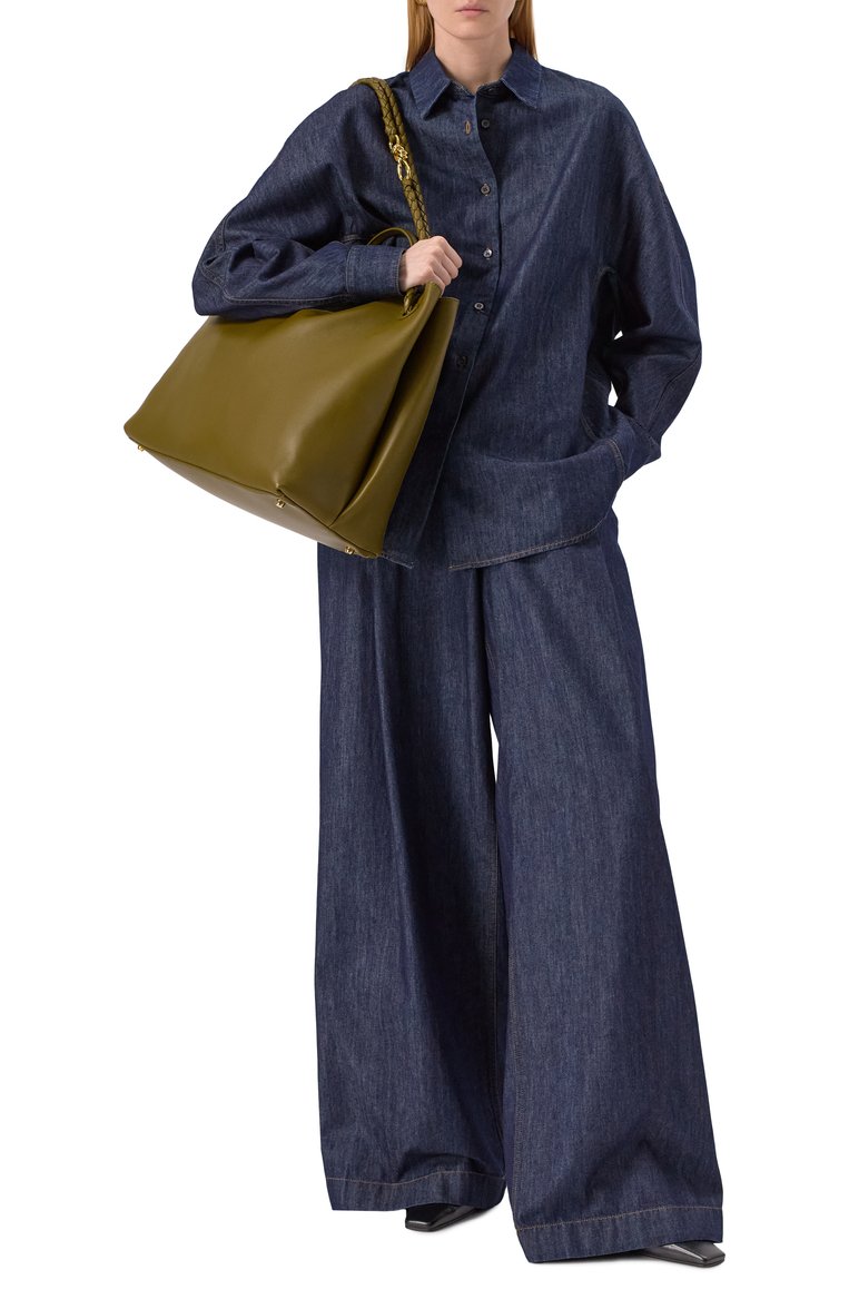 Женская сумка-тоут andiamo large BOTTEGA VENETA хаки цвета, арт. 806010 V4O92 | Фото 7 (Размер: large; Материал: Натуральная кожа; Автоматизация состава: Проставлено; Автоматизация ТО: Проставлено)